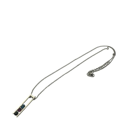 Silver Necklace & Earring Set With Multicolor Gemstones - Picture 3 of 6